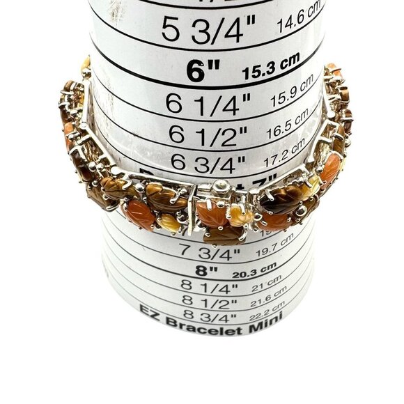 Whitney Kelly Womens Bracelet Sterling Silver Tiger Eye Jasper Fall Leaves - Picture 7 of 9